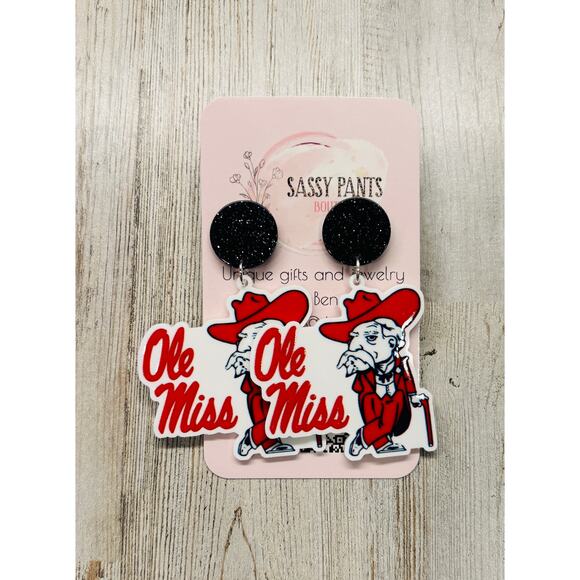 Ole Miss Mississippi State Rebels Earrings NEW - Picture 1 of 1